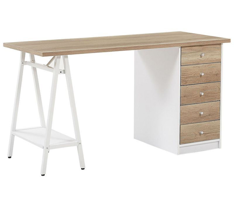 Table De Bureau 140 X 60 Cm Bois Clair Heber