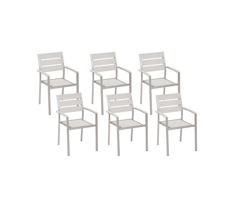Chaise De Jardin Set De 6 Bois D'ingénierie Blanc Vernio