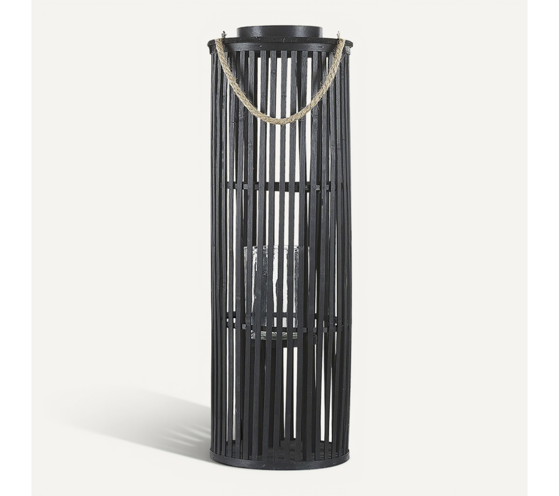 Lanterne Décorative Noire En Bois De Saule 80 Cm Luzon