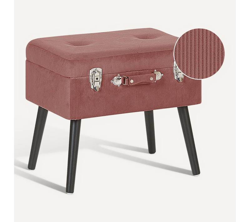 Tabouret Avec Coffre En Velours Côtelé Rose Mallard