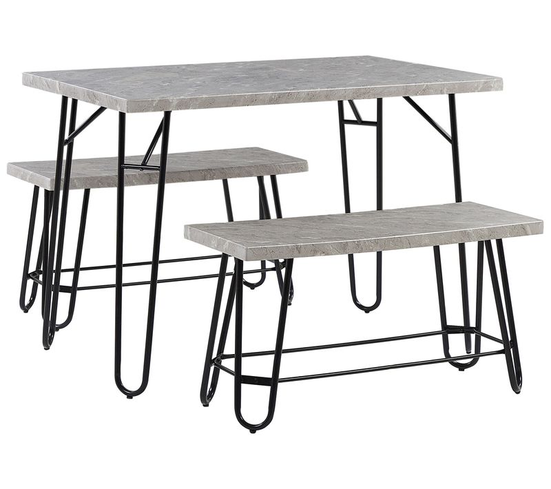 Ensemble De Salle à Manger 4 Places Effet Marbre Gris Kempton