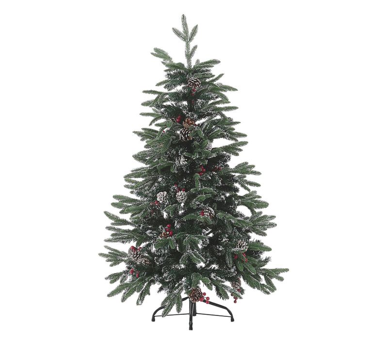 Sapin De Noël Artificiel Effet Givré Avec Décorations 120 Cm Vert Denali