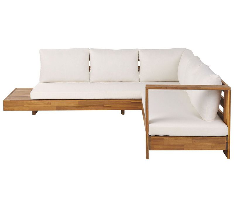 Canapé D'angle De Jardin 5 Places Marettimo Côté Gauche Bois D'acacia Certifié Marron