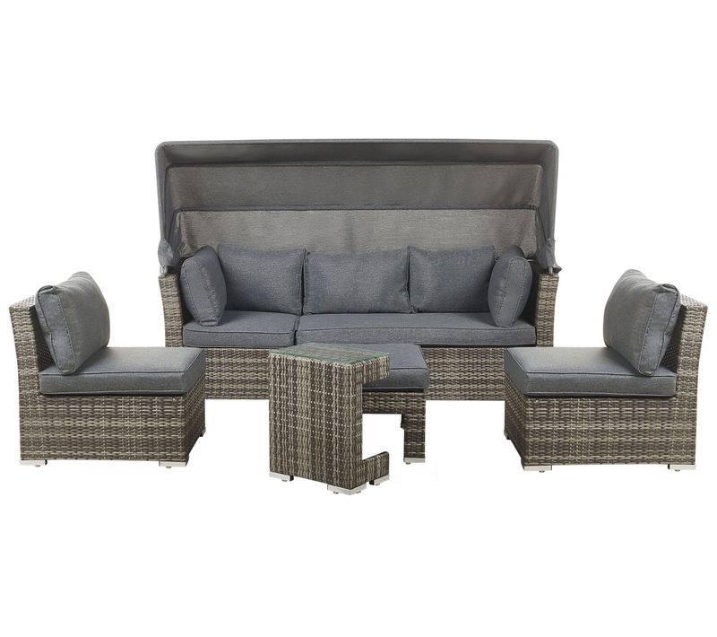 Set De Salon Polyrotin Marron Foncé Corte