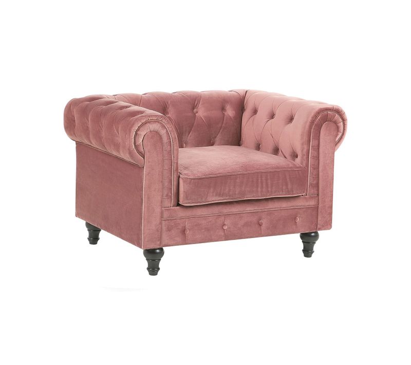 Velours Fauteuil Rose Chesterfield