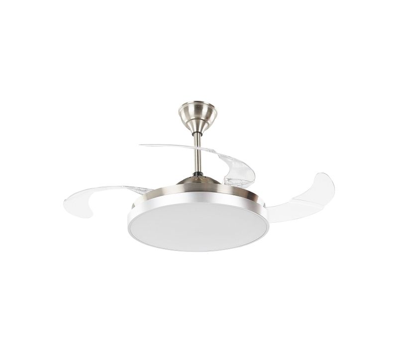 Ventilateur De Plafond Argenté Et Transparent Avec Lampe Ibar