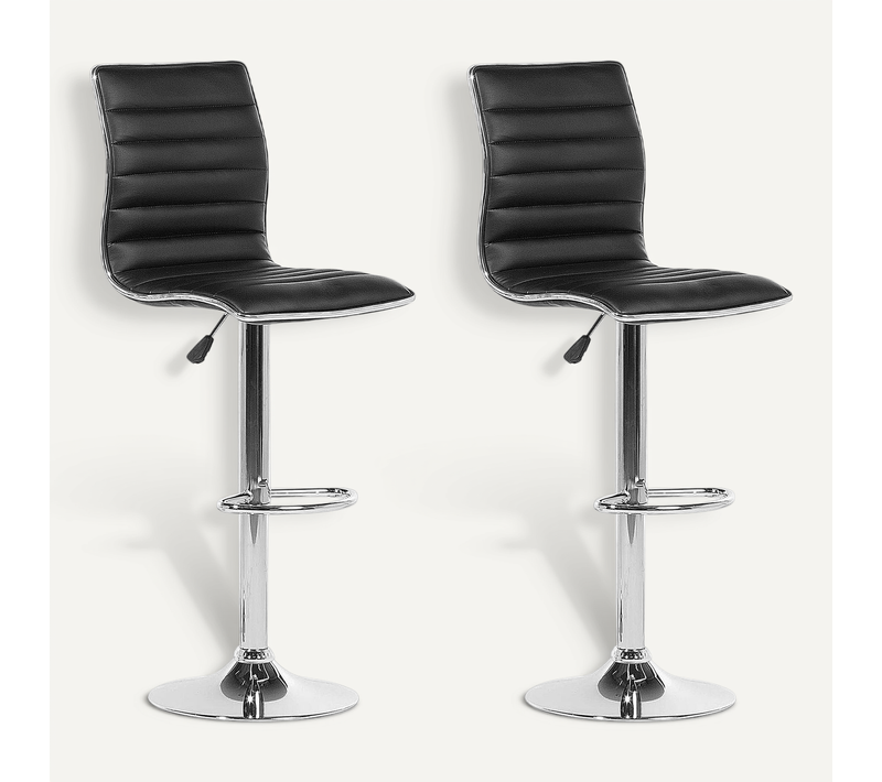 Tabouret De Bar Set De 2 Cuir Pu Noir Lucerne