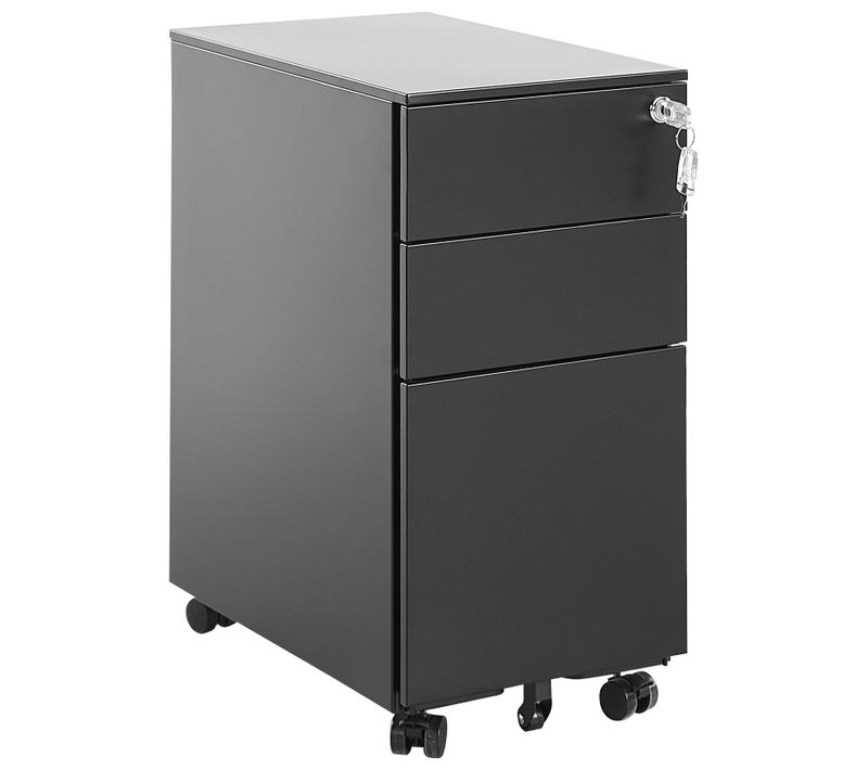 Caisson à Roulettes En Métal Noir Avec 3 Tiroirs Bolsena