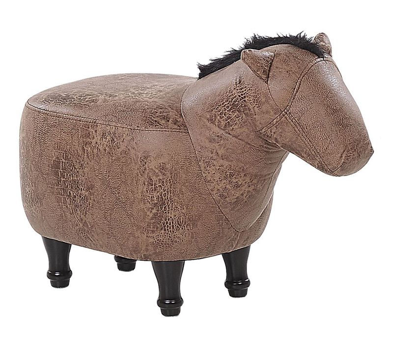 Tabouret Enfant En Cuir Pu Marron Horse