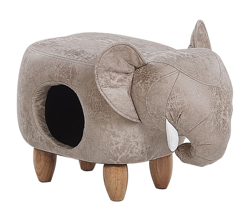 Tabouret Pour Enfant En Cuir Pu Gris Clair Jumbo