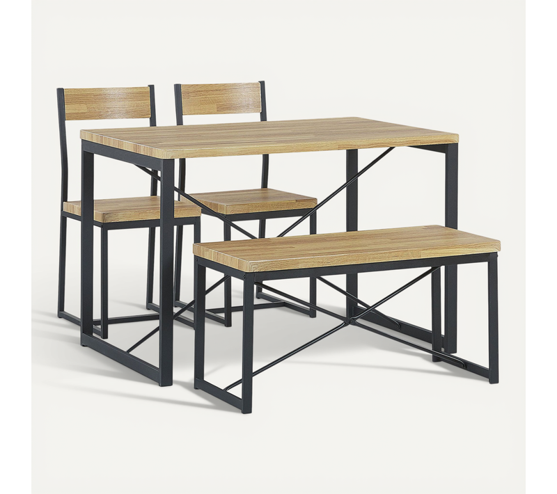 Ensemble De Salle à Manger Effet Bois Clair Et Noir 4 Places Flixton