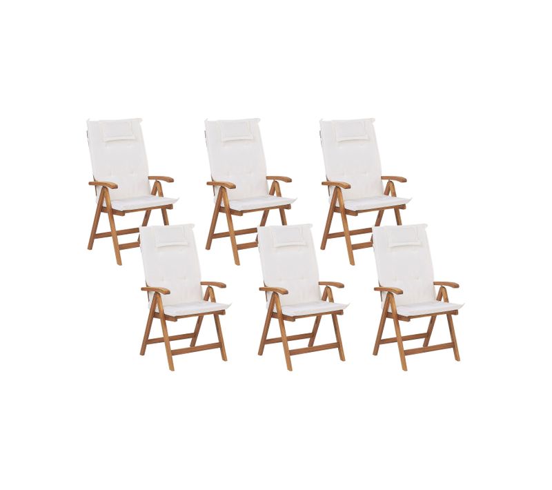 Chaise De Jardin Set De 6 Bois Blanc Cassé Java