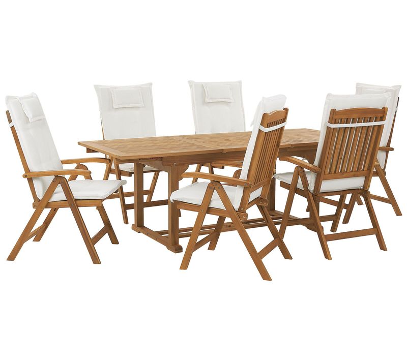 Set De Salle à Manger Bois Solide Blanc Cassé Java