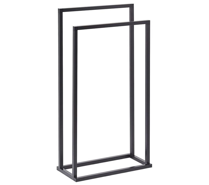 Porte-serviettes Sur Pied En Acier Noir 2 Barres 45 X 85 Cm Recreo