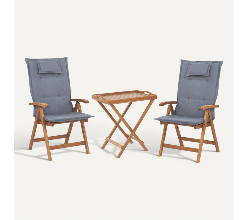 Ensemble Pour Bistro Avec Coussin Bois Bleu Java