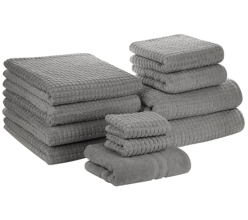 Lot De 11 Serviettes De Bain En Coton Gris Atai