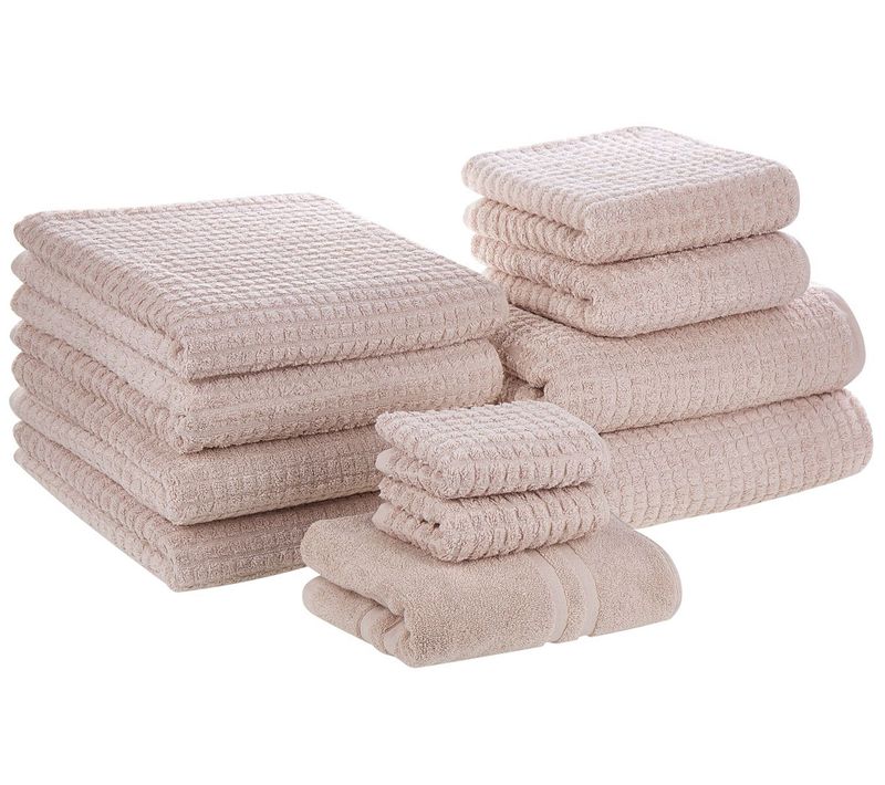 Lot De 11 Serviettes De Bain En Coton Rose Atai