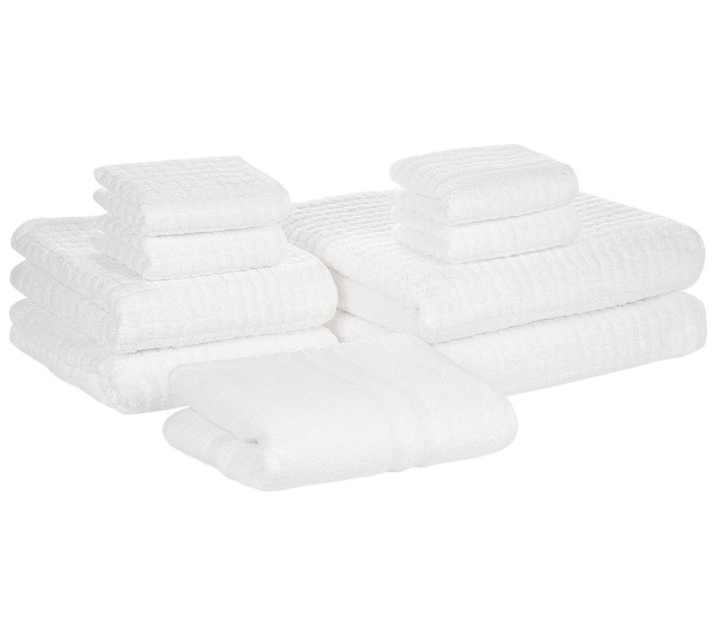 Lot De 9 Serviettes De Bain En Coton Blanc Atai