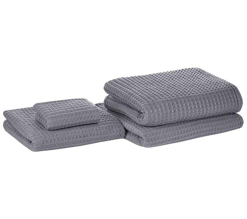 Lot De 4 Serviettes De Bain En Coton Gris Areora