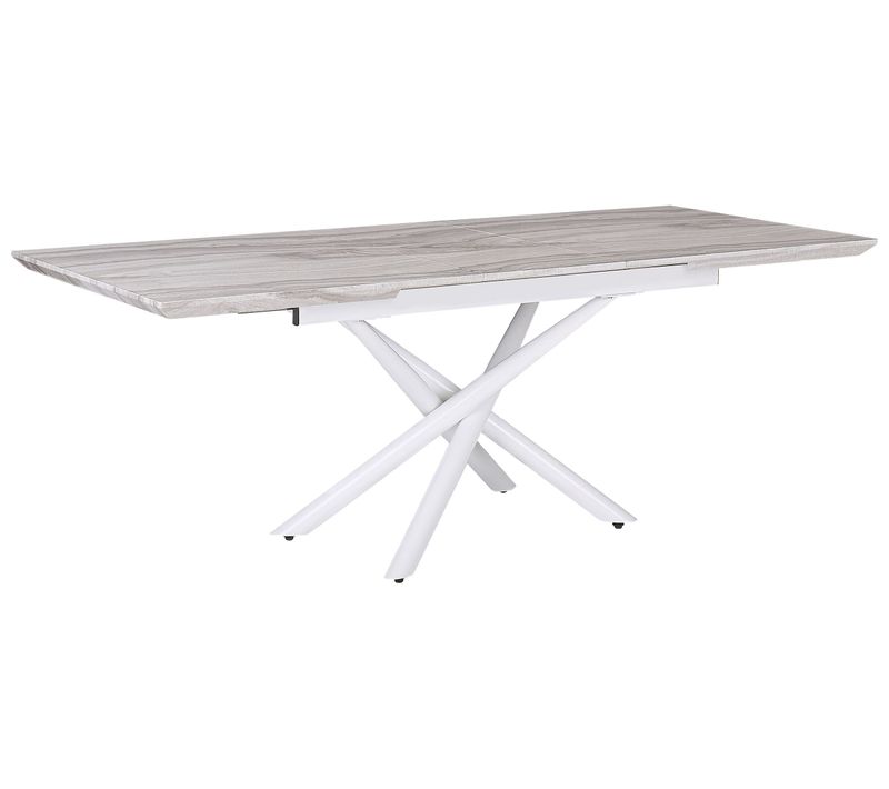 Table à Manger Extensible Effet Marbre / Blanc 160/200 X 90 Cm Moira