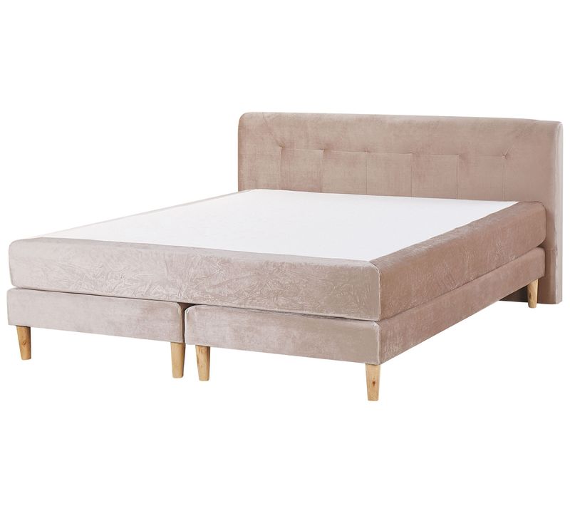 Lit Boxspring En Velours Beige 180 X 200 Cm Marquise