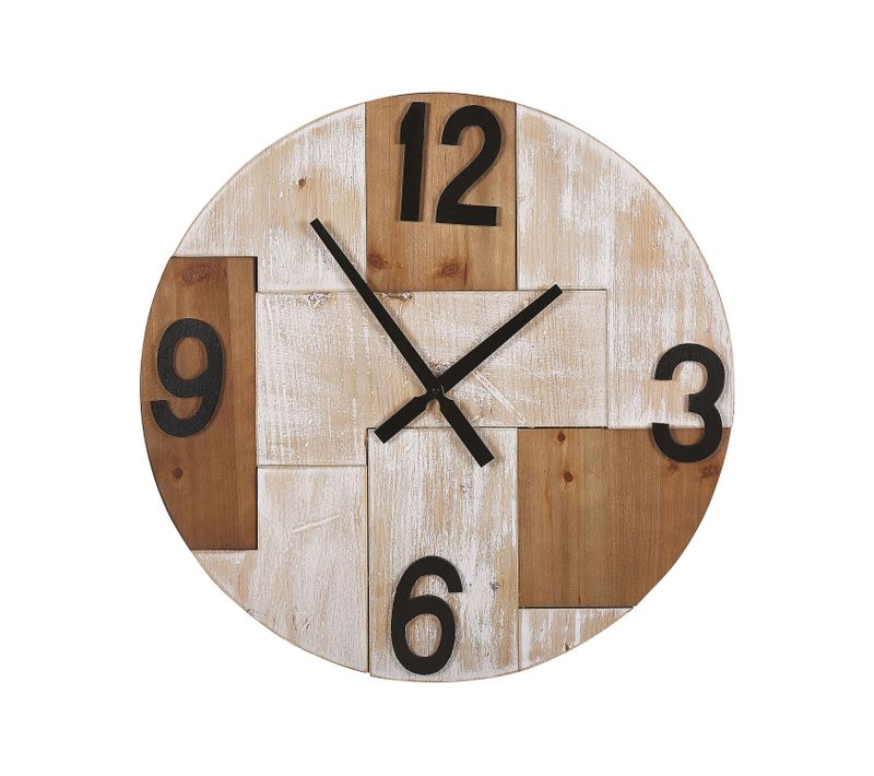 Horloge Murale Ø 60 Cm Effet Bois Clair Michapan
