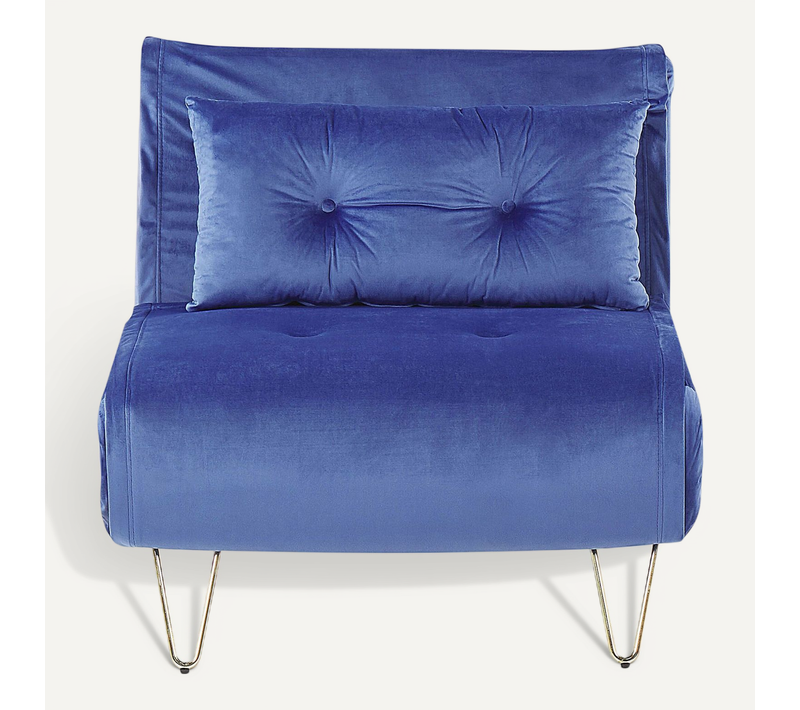 Banquette Convertible 1 Place En Velours Bleu Marine Vestfold