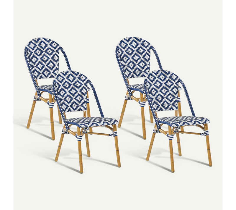 Lot De 4 Chaises De Jardin Bleu Et Blanc Rifreddo