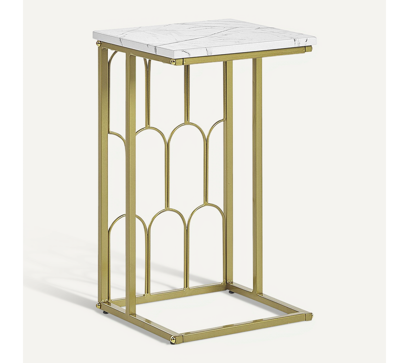 Table Appoint Effet Marbre Blanc / Doré Pandale
