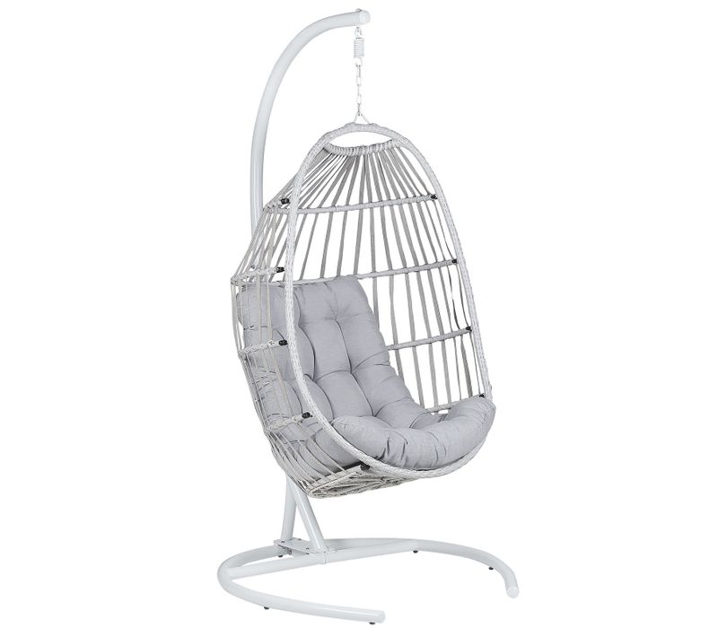 Fauteuil Suspendu En Rotin Gris Clair Avec Support Sesia