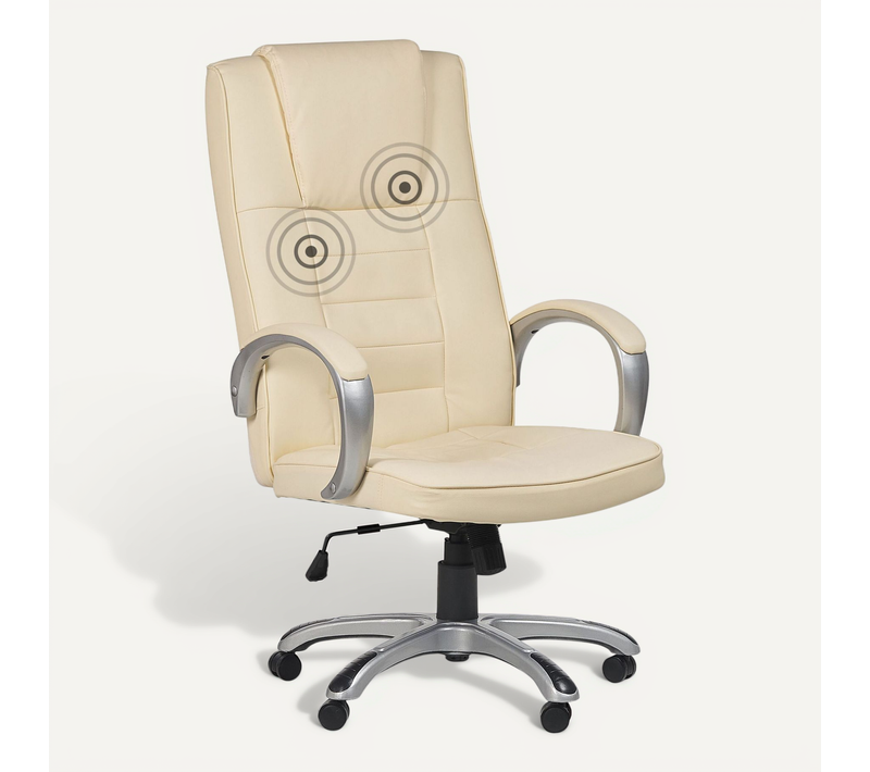 Fauteuil Massant Cuir Pu Beige Grandeur