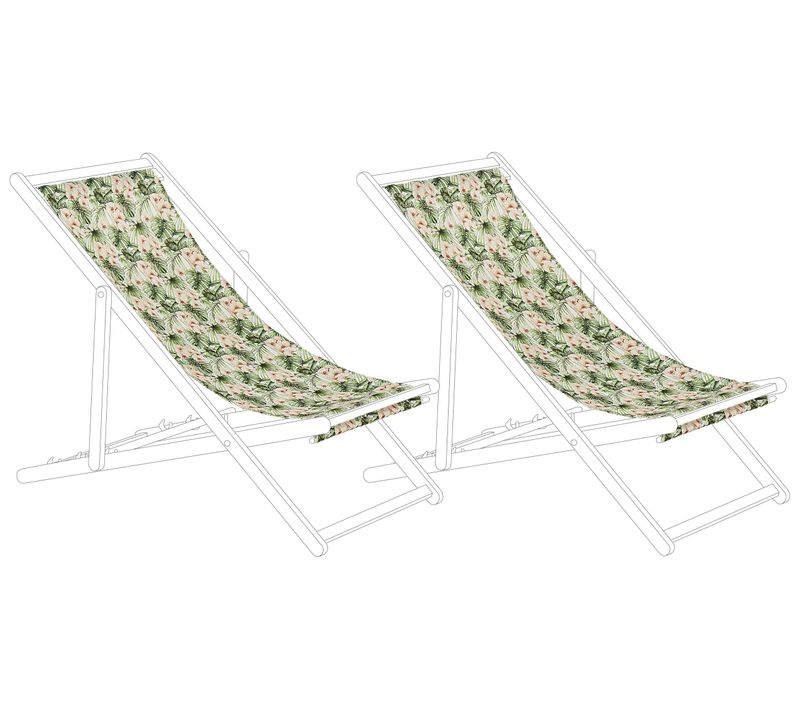 Lot De 2 Textiles Pour Chaises Longues Motif Feuilles Et Fleurs Anzio / Avellino
