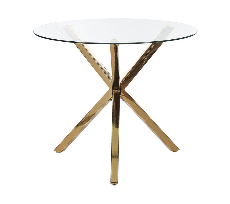 Table Ronde En Verre Avec Pieds Dorés 90 Cm Savoni