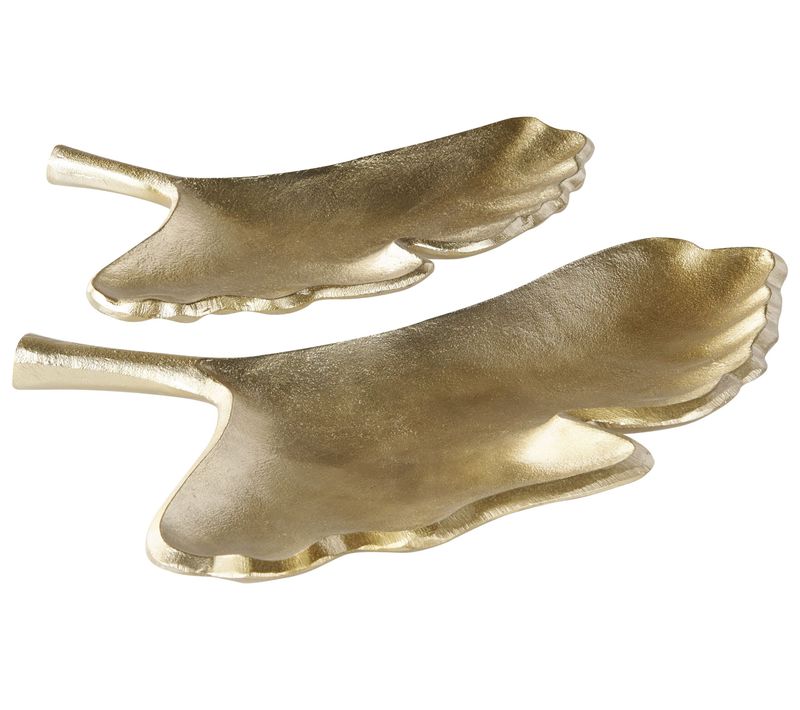 Set De 2 Plateaux Décoratifs Feuille Aluminium Doré Palenque