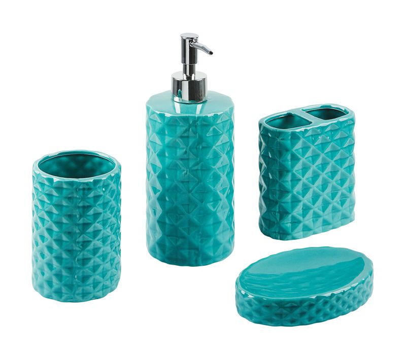 Lot De 4 Accessoires De Salle De Bains En Céramique Turquoise Guatire