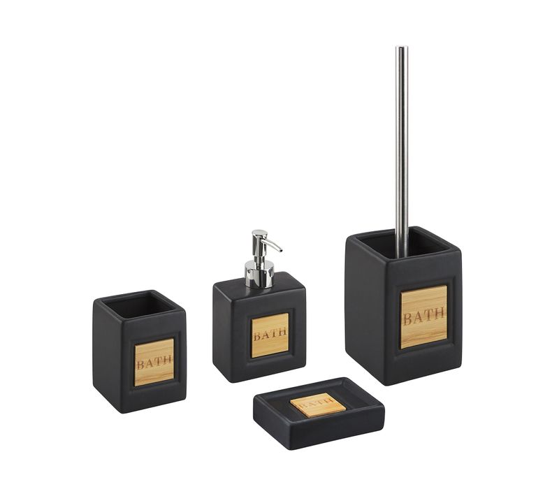 Lot De 4 Accessoires De Salle De Bains En Céramique Noir Kourou