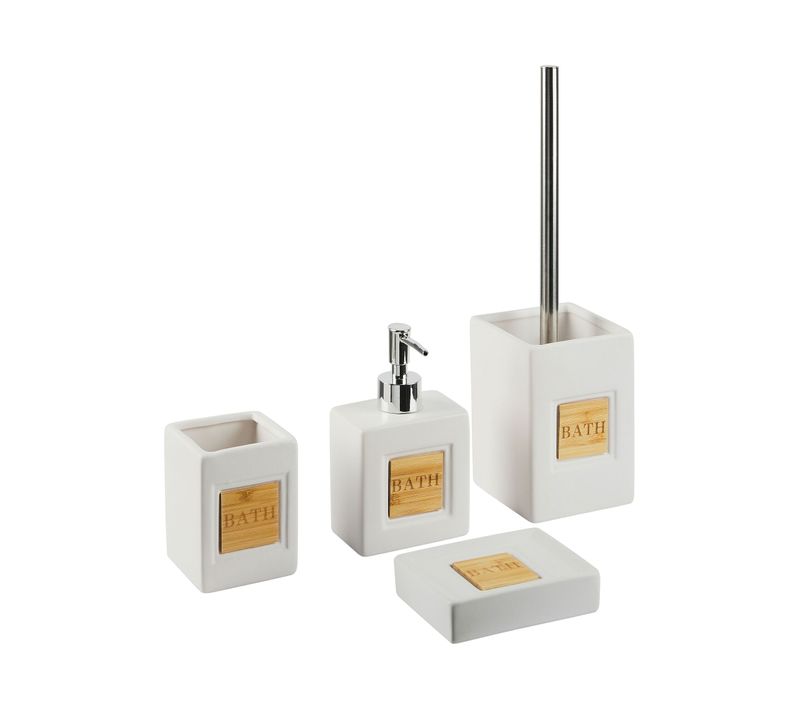 Lot De 4 Accessoires De Salle De Bains En Céramique Beige Kourou