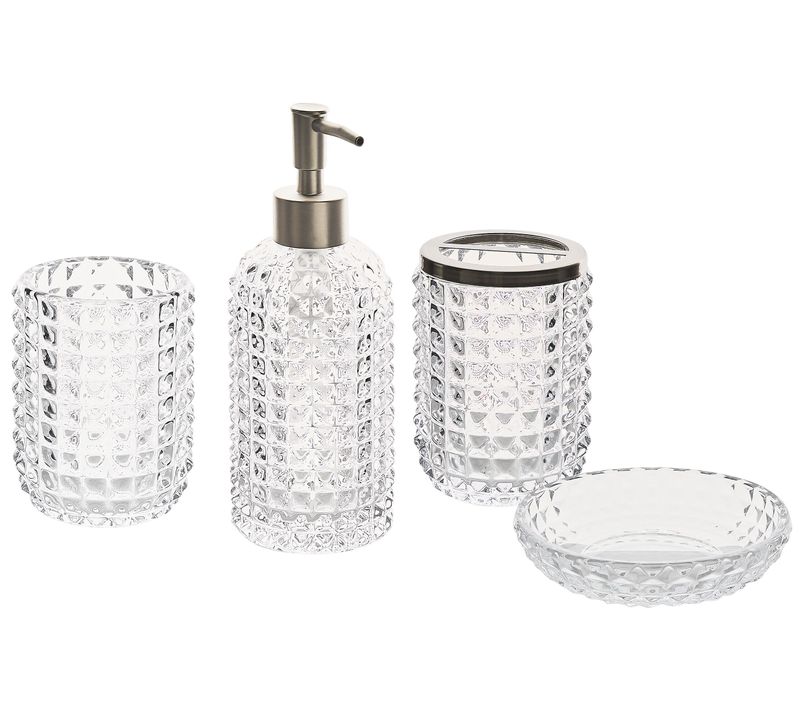 4 Accessoires De Salle De Bains En Céramique Transparente Tapia