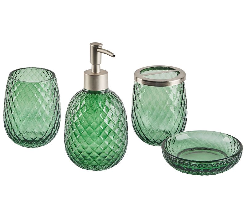 4 Accessoires De Salle De Bains En Céramique Verte Canoa