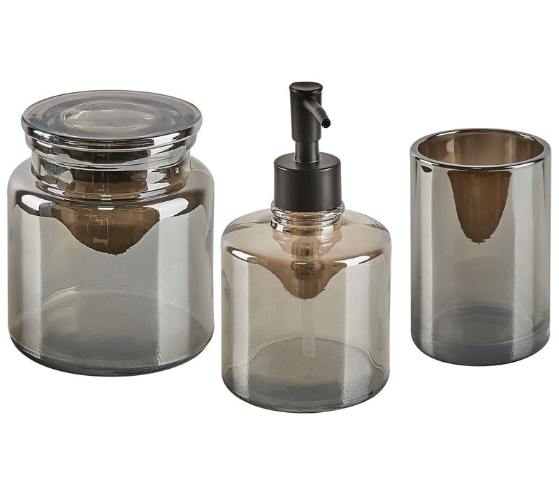 3 Accessoires De Salle De Bains En Céramique Grise Managua