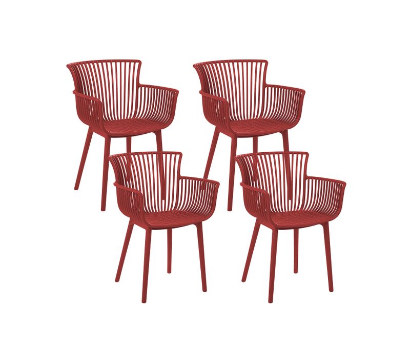 Chaise De Jardin Set De 4 Matière Synthétique Rouge Pesaro
