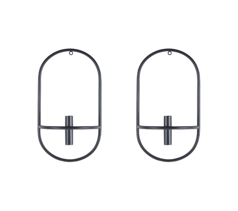 Lot De 2 Bougeoirs Muraux En Métal Noir Caviana