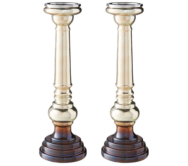 Lot De 2 Bougeoirs Dorés 40 Cm Imarti