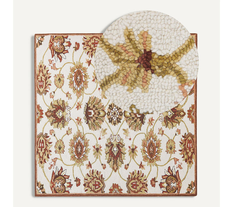 Tapis De Laine Beige Et Marron 200 X 200 Cm Ezine