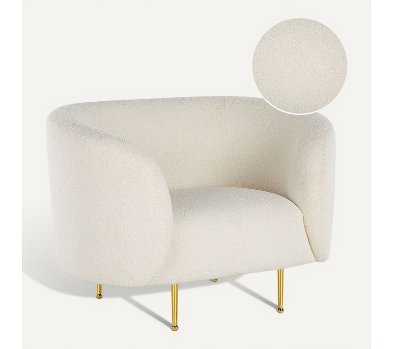 Bouclé Fauteuil Blanc Loen