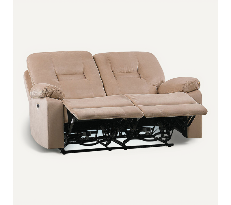 Canapé De Salon Électrique Inclinable En Velours Beige 2 Places Avec LED Et Port USB Bergen