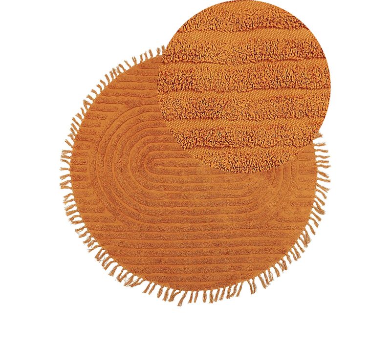 Tapis En Coton Orange D 140 Cm Halfeti