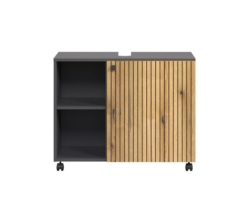 Meuble Sous Vasque Sur Roulettes 1 Porte L80 Cm