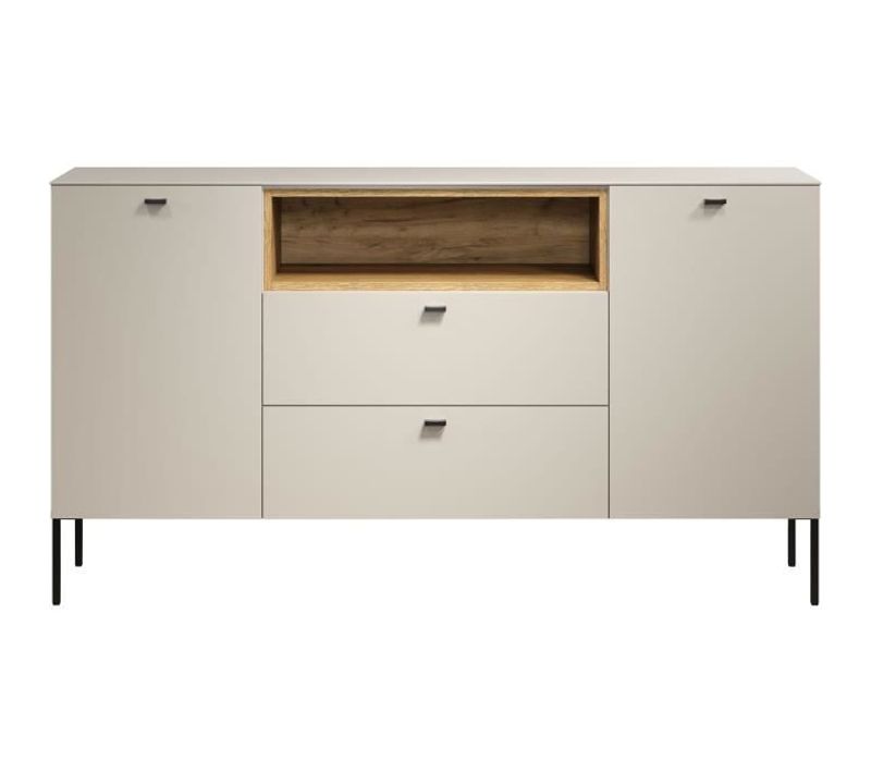 Buffet - Sao Paulo - Cachemire / Chene Blond - 2 Portes, 1 Niche, 2 Tiroirs - 154 X 42 X 85 Cm -