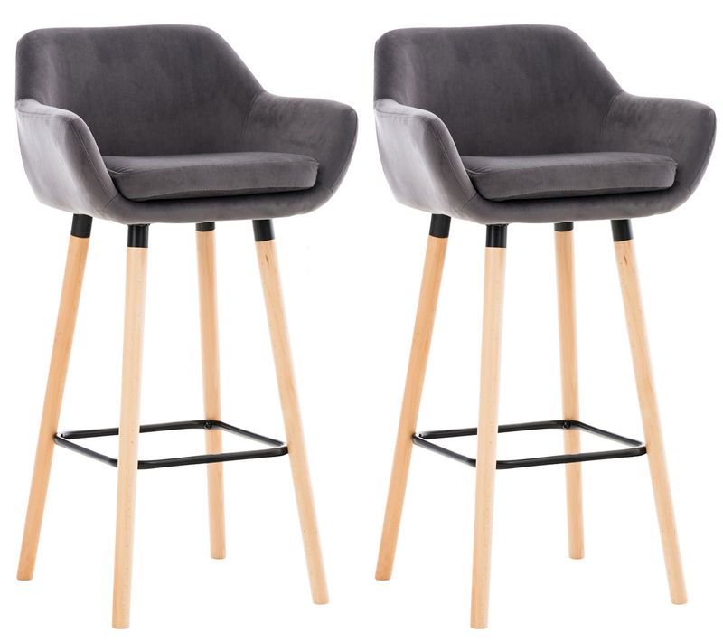 Lot De 2 Tabourets De Bar Grant En Velours Gris